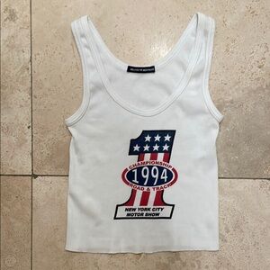 euc Brandy Melville White Tank Top with Graphic Design